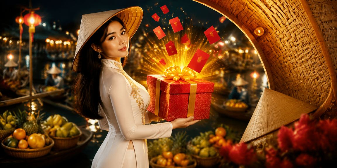 Hình ảnh phong bao đỏ thưởng cá cược tại vùng Đồng bằng sông Cửu Long với nón lá